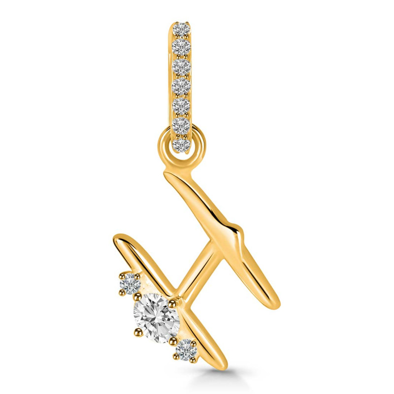 Cubic Zirconia Alphabet H Pendant CUZ-RDA-34.