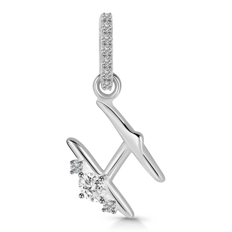 Cubic Zirconia Alphabet H Pendant CUZ-RDA-34.