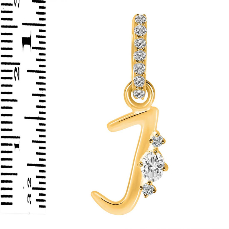 Cubic Zirconia Alphabet J Pendant CUZ-RDA-36.