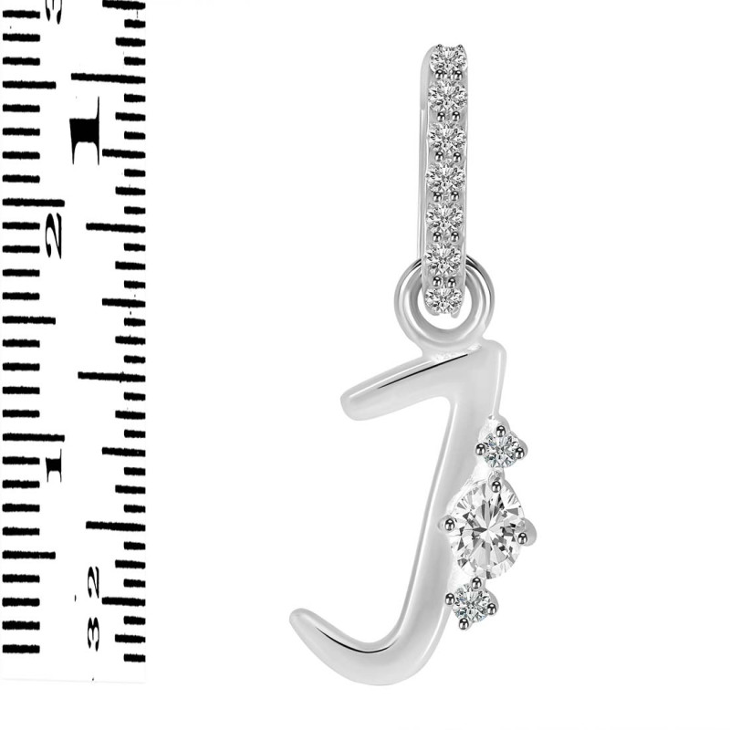 Cubic Zirconia Alphabet J Pendant CUZ-RDA-36.