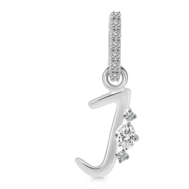 Cubic Zirconia Alphabet J Pendant CUZ-RDA-36.