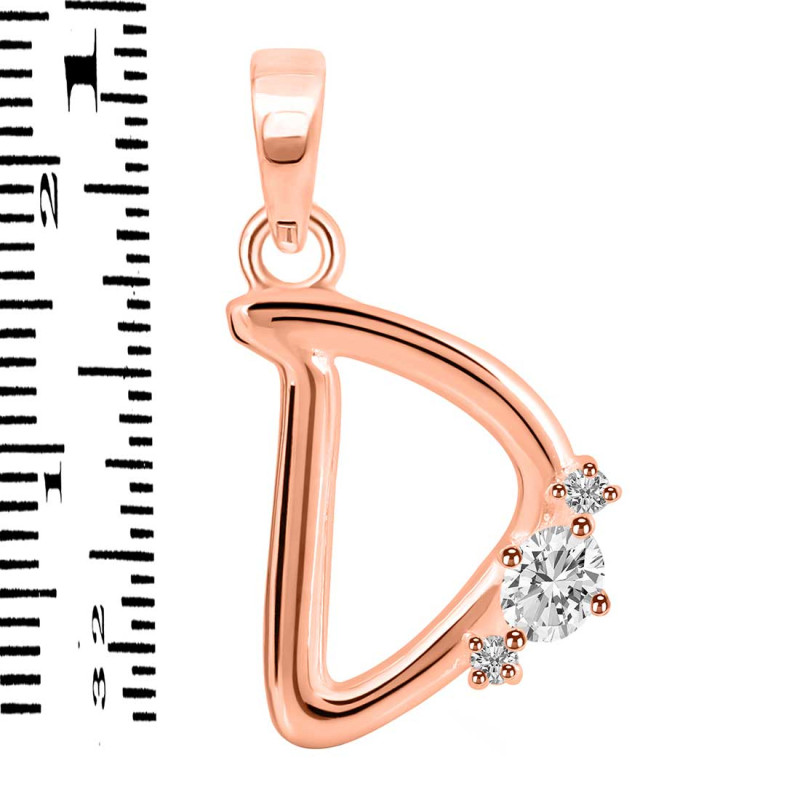 Cubic Zirconia Alphabet D Pendant CUZ-RDA-4.