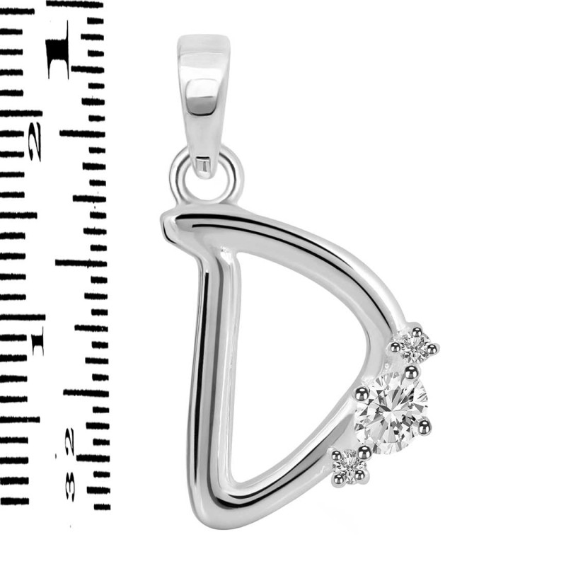 Cubic Zirconia Alphabet D Pendant CUZ-RDA-4.