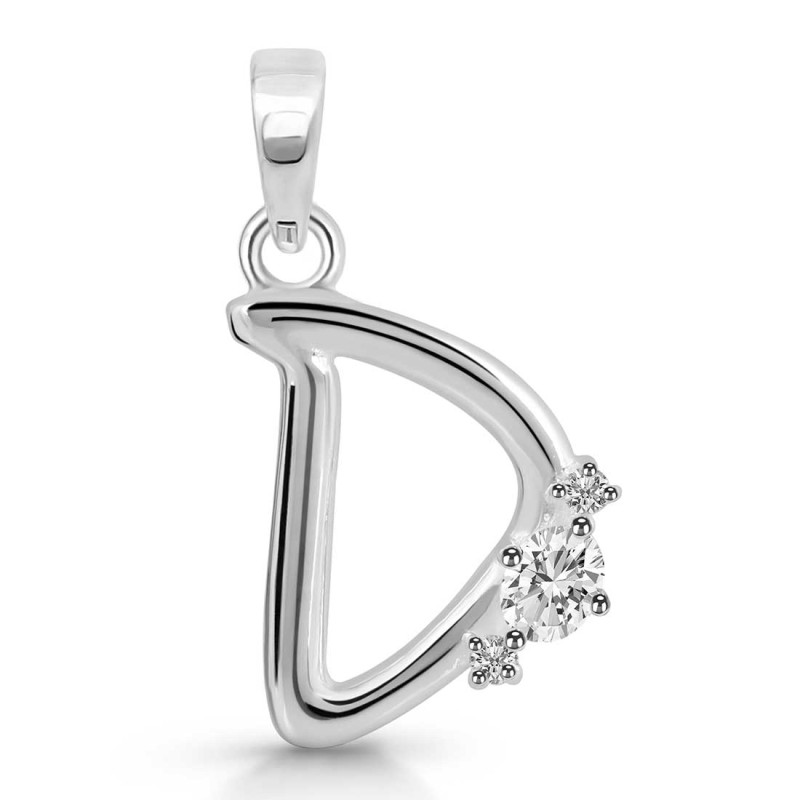 Cubic Zirconia Alphabet D Pendant CUZ-RDA-4.