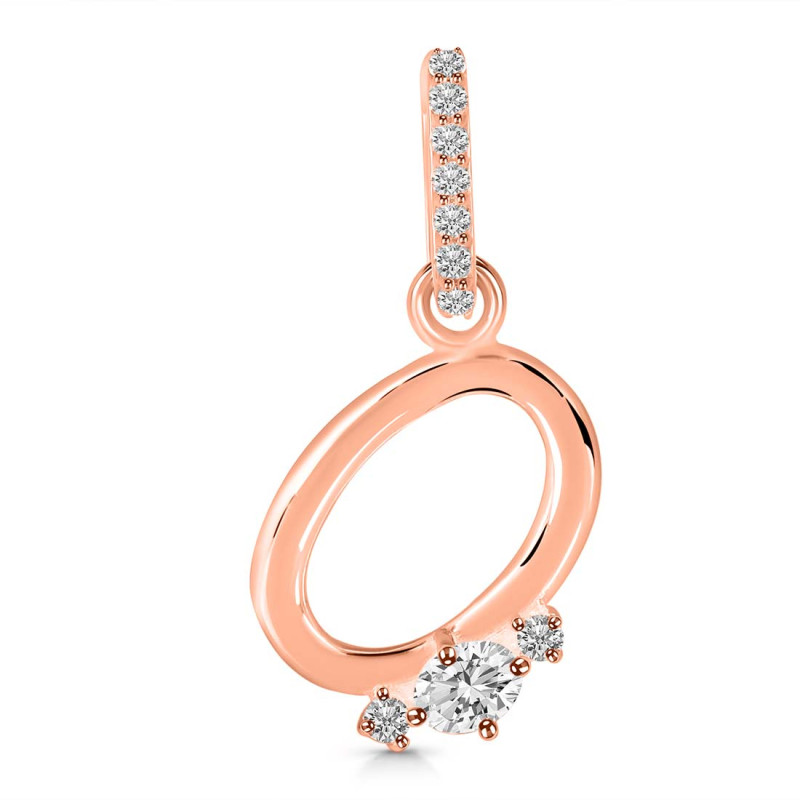 Cubic Zirconia Alphabet O Pendant CUZ-RDA-41.