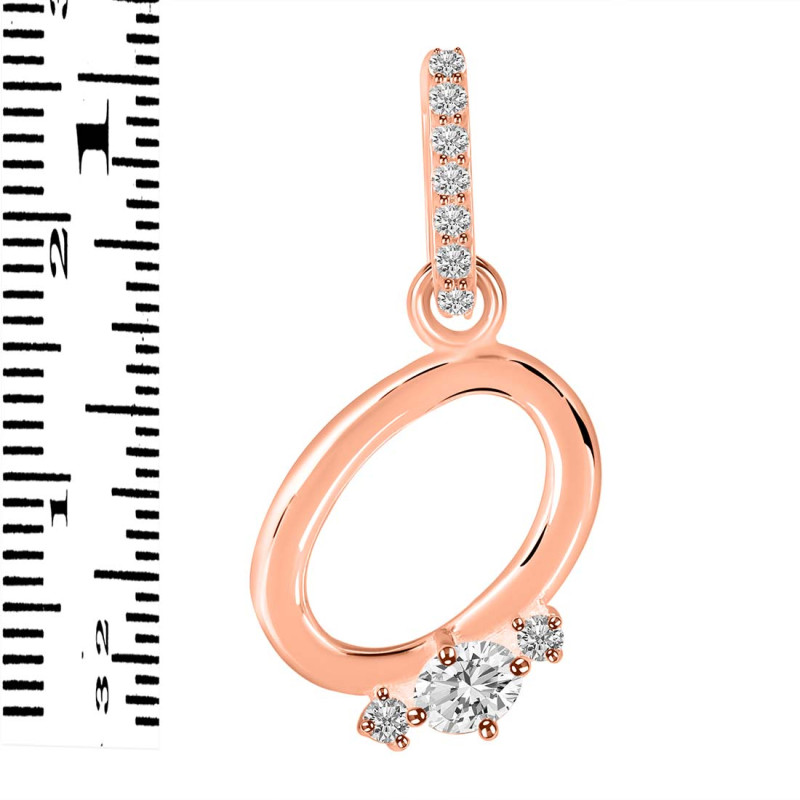 Cubic Zirconia Alphabet O Pendant CUZ-RDA-41.