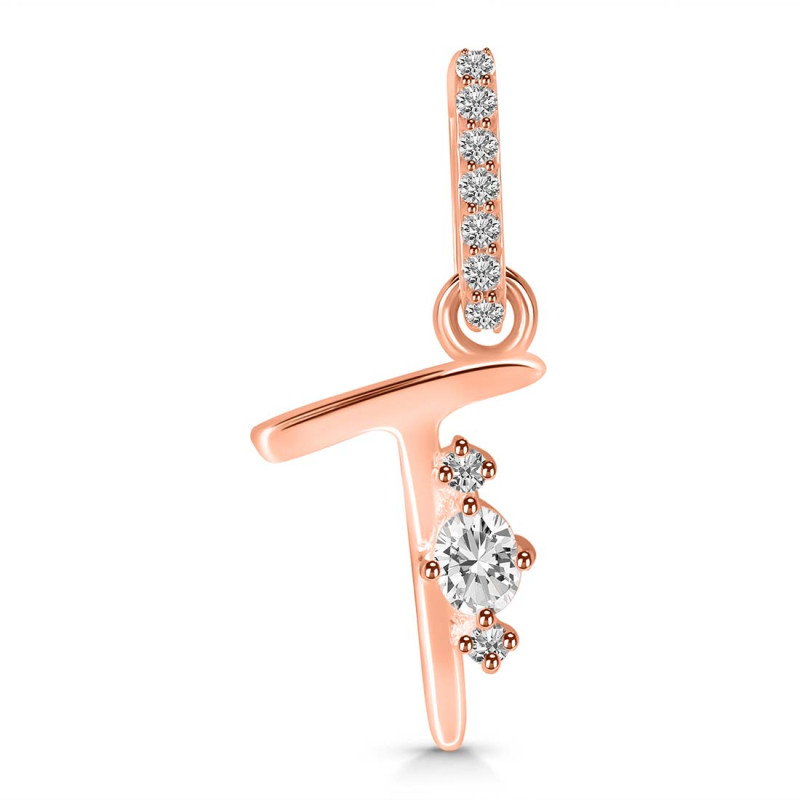 Cubic Zirconia Alphabet T Pendant CUZ-RDA-46.