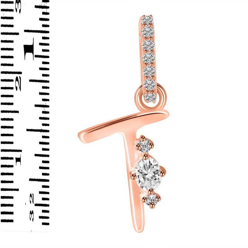 Cubic Zirconia Alphabet T Pendant CUZ-RDA-46.