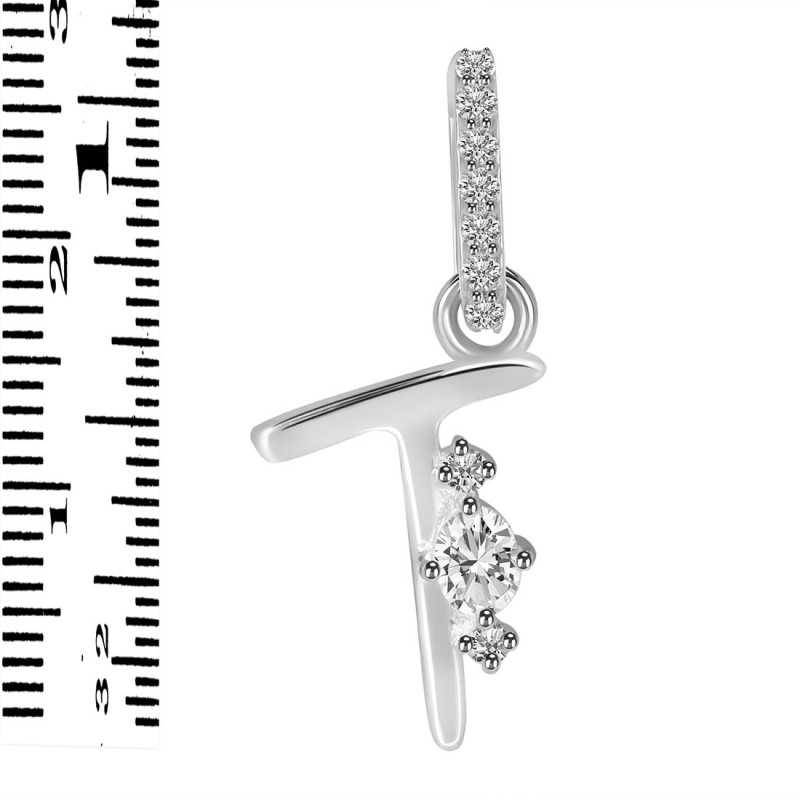 Cubic Zirconia Alphabet T Pendant CUZ-RDA-46.