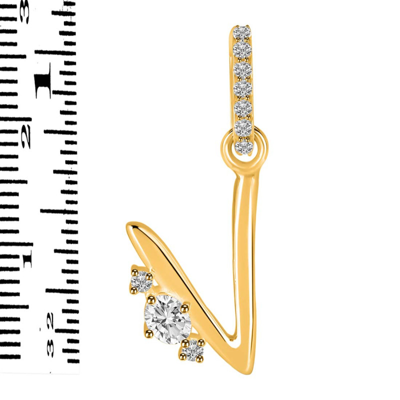 Cubic Zirconia Alphabet V Pendant CUZ-RDA-48.