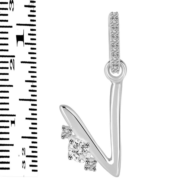 Cubic Zirconia Alphabet V Pendant CUZ-RDA-48.