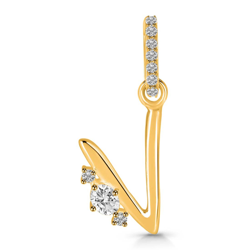 Cubic Zirconia Alphabet V Pendant CUZ-RDA-48.