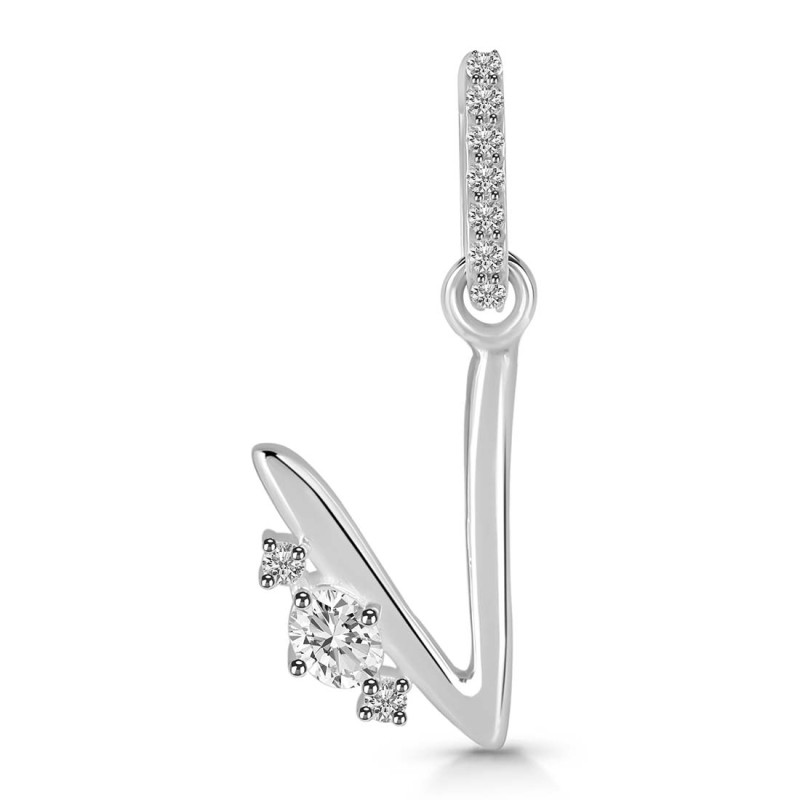 Cubic Zirconia Alphabet V Pendant CUZ-RDA-48.