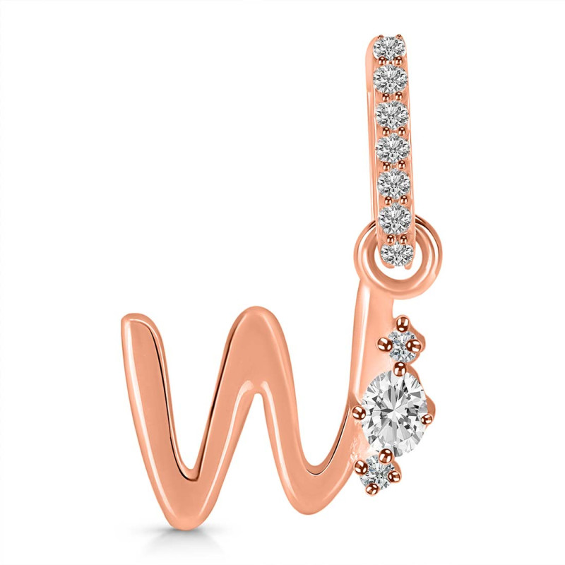 Cubic Zirconia Alphabet W Pendant CUZ-RDA-49.