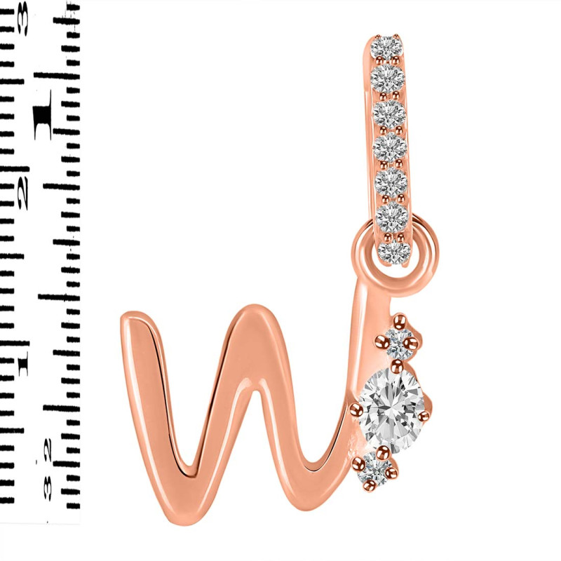 Cubic Zirconia Alphabet W Pendant CUZ-RDA-49.