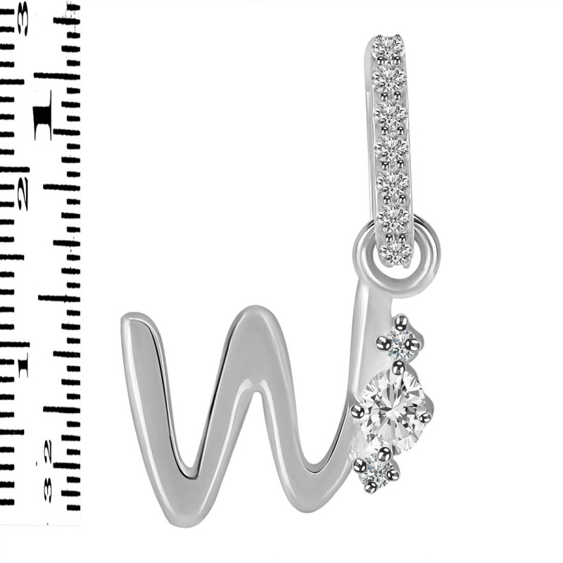 Cubic Zirconia Alphabet W Pendant CUZ-RDA-49.