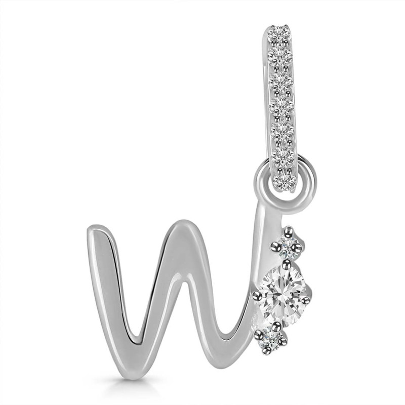 Cubic Zirconia Alphabet W Pendant CUZ-RDA-49.