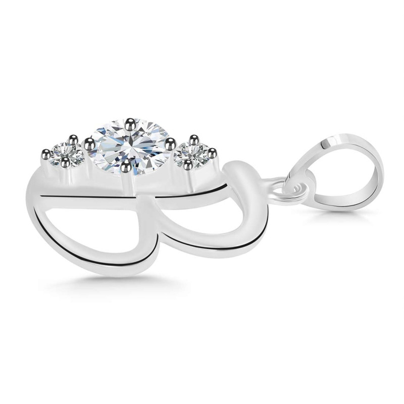 Cubic Zirconia Alphabet B Pendant