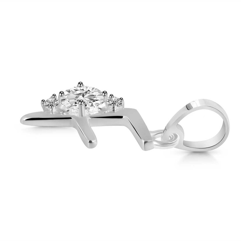 Cubic Zirconia Alphabet F Pendant