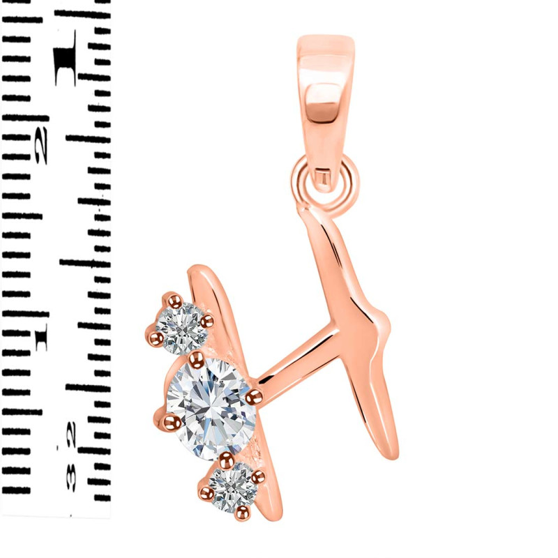 Cubic Zirconia Alphabet H Pendant CUZ-RDA-60.