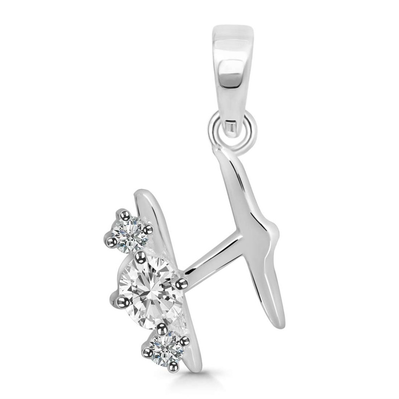 Cubic Zirconia Alphabet H Pendant CUZ-RDA-60.