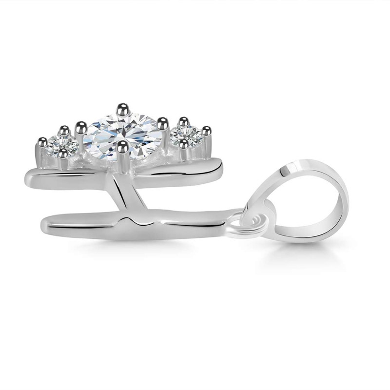 Cubic Zirconia Alphabet H Pendant