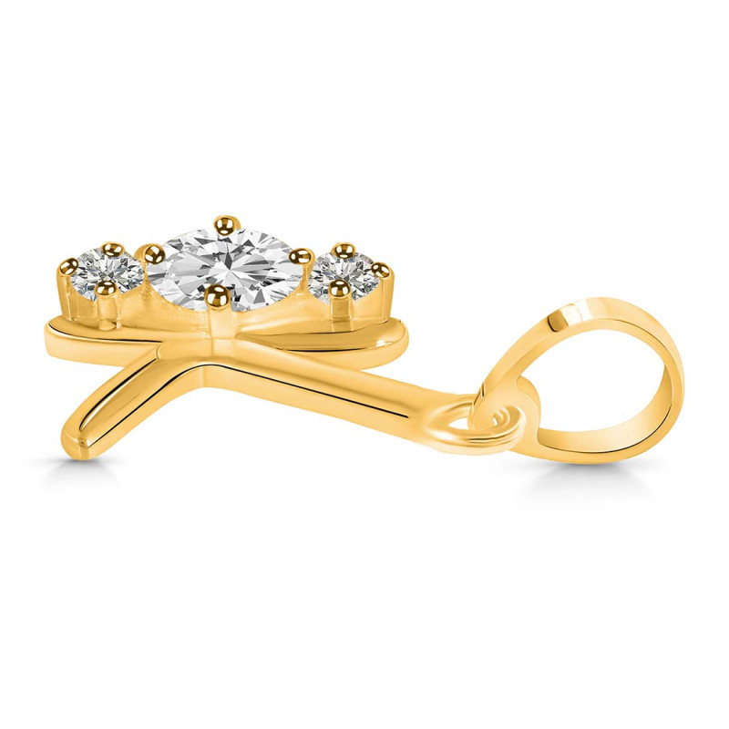 Cubic Zirconia Alphabet K Pendant CUZ-RDA-63.