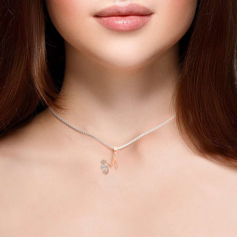 Cubic Zirconia Alphabet M Pendant CUZ-RDA-65.