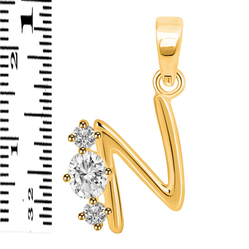 Cubic Zirconia Alphabet N Pendant CUZ-RDA-66.