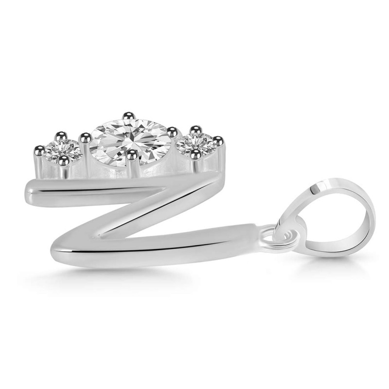 Cubic Zirconia Alphabet N Pendant