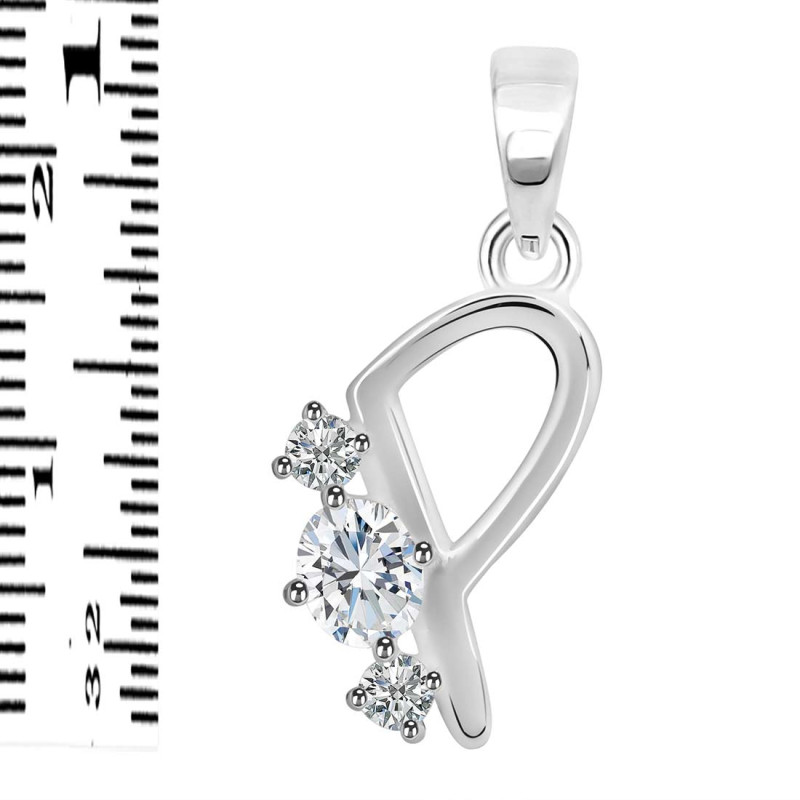 Cubic Zirconia Alphabet P Pendant CUZ-RDA-68.