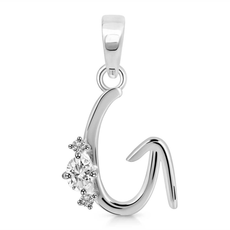 Cubic Zirconia Alphabet G Pendant CUZ-RDA-7.