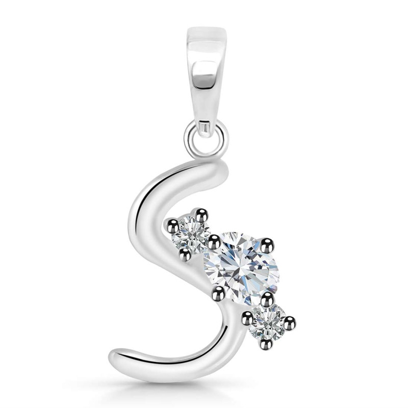 Cubic Zirconia Alphabet S Pendant CUZ-RDA-71.