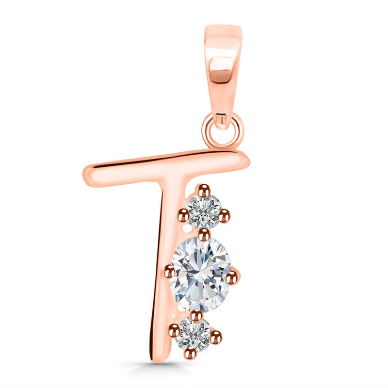 Cubic Zirconia Alphabet T Pendant CUZ-RDA-72.