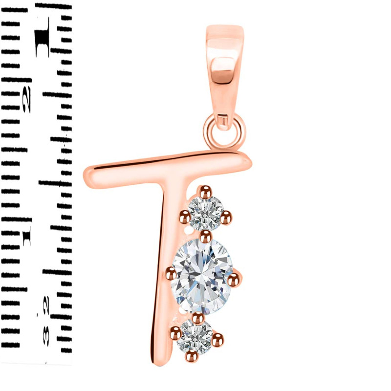 Cubic Zirconia Alphabet T Pendant CUZ-RDA-72.