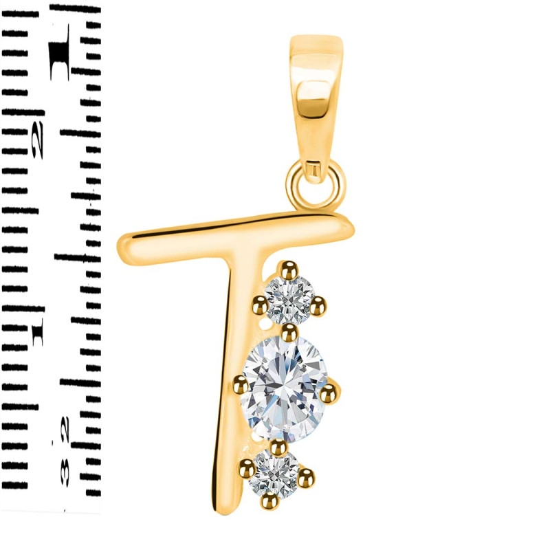 Cubic Zirconia Alphabet T Pendant CUZ-RDA-72.