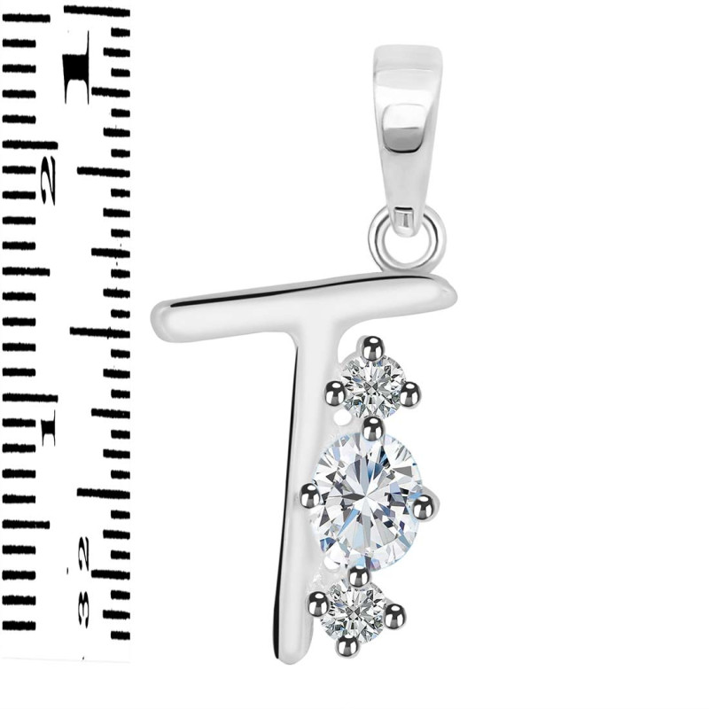 Cubic Zirconia Alphabet T Pendant CUZ-RDA-72.