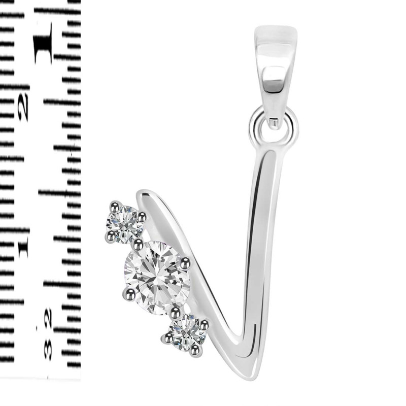 Cubic Zirconia Alphabet V Pendant CUZ-RDA-74.