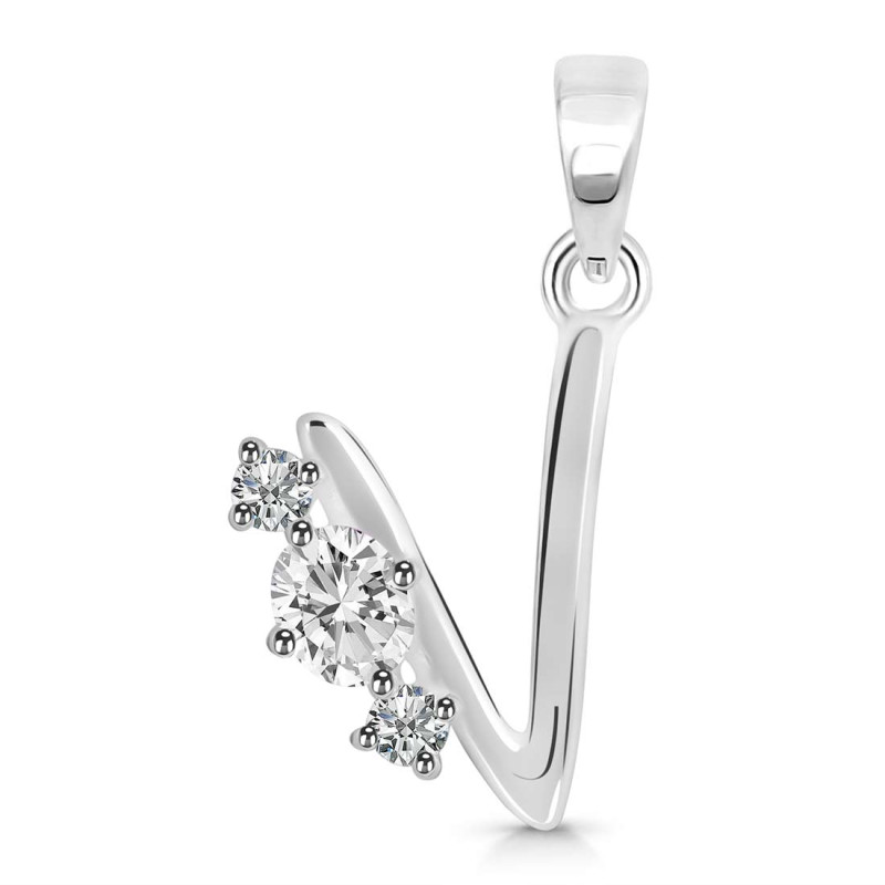 Cubic Zirconia Alphabet V Pendant CUZ-RDA-74.