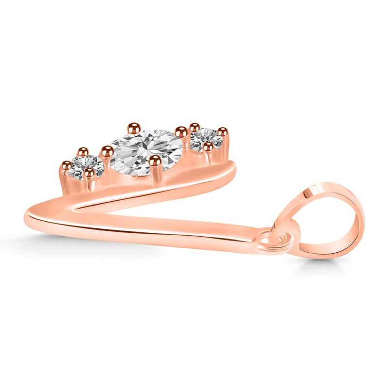 Cubic Zirconia Alphabet V Pendant CUZ-RDA-74.