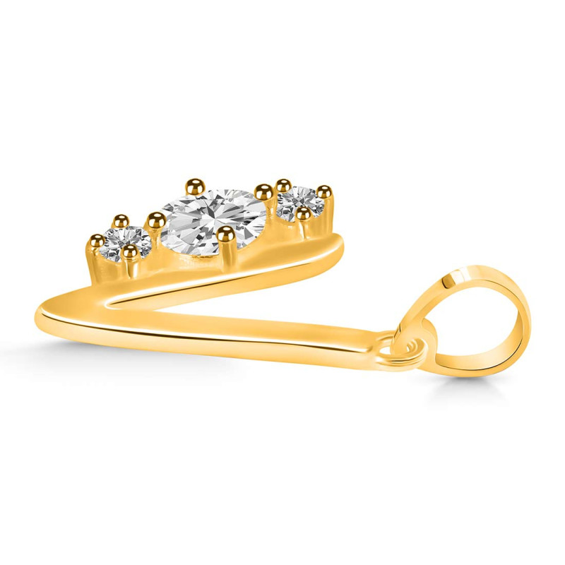 Cubic Zirconia Alphabet V Pendant CUZ-RDA-74.