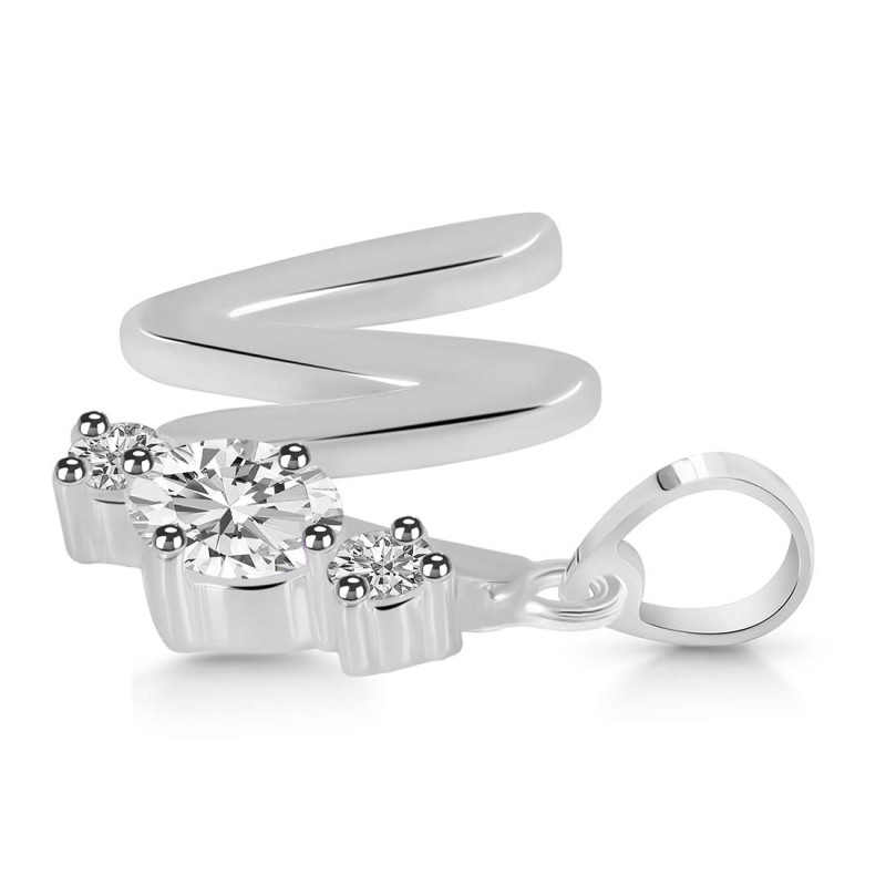 Cubic Zirconia Alphabet W Pendant