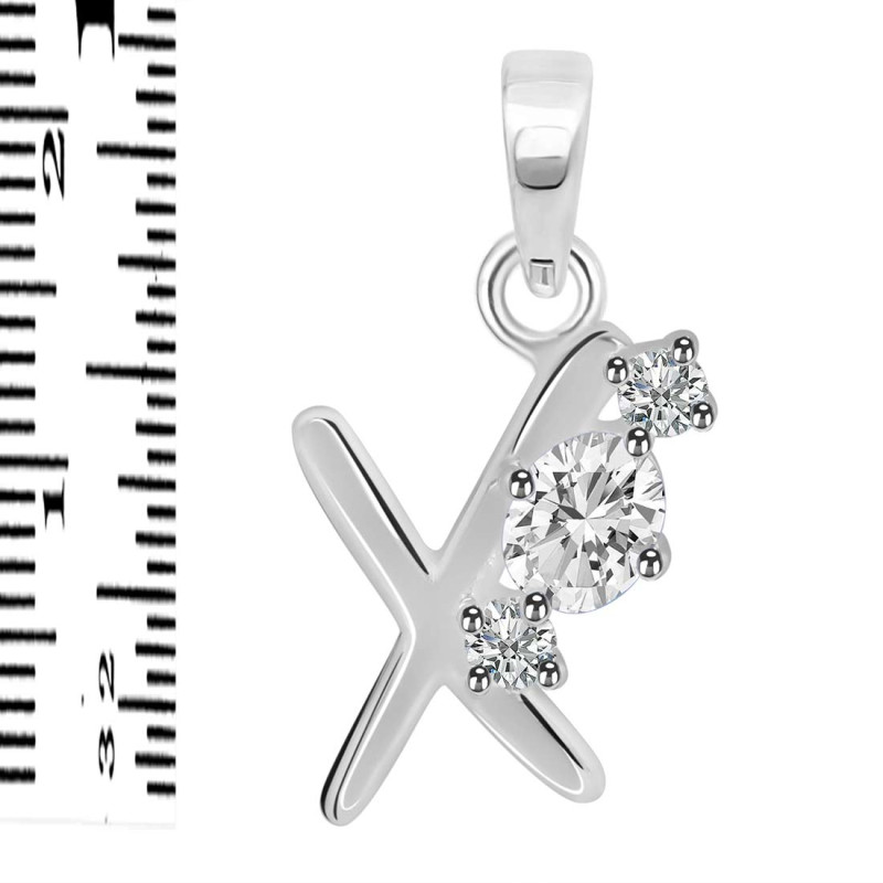 Cubic Zirconia Alphabet X Pendant CUZ-RDA-76.