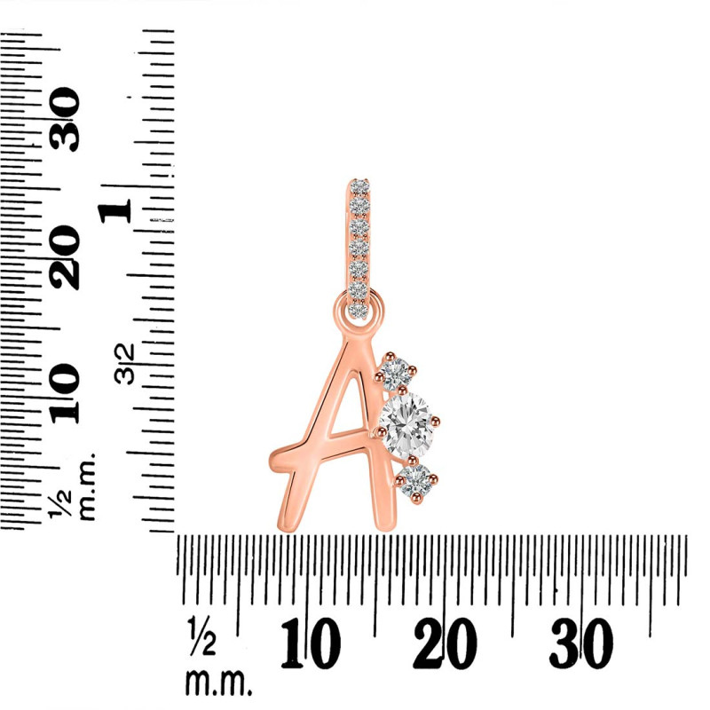 Cubic Zirconia Alphabet A Pendant CUZ-RDA-79.