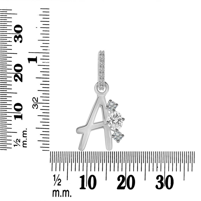 Cubic Zirconia Alphabet A Pendant CUZ-RDA-79.
