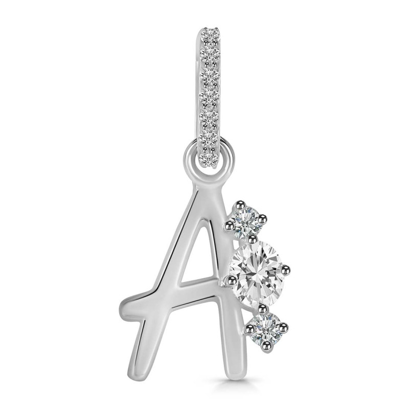 Cubic Zirconia Alphabet A Pendant CUZ-RDA-79.
