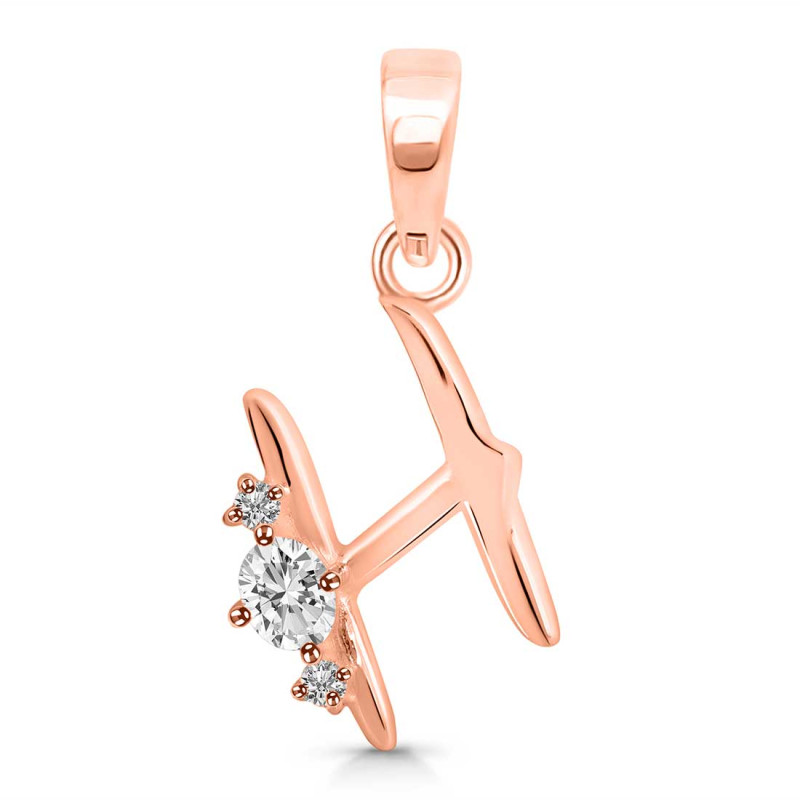 Cubic Zirconia Alphabet H Pendant CUZ-RDA-8.