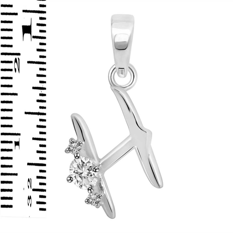 Cubic Zirconia Alphabet H Pendant CUZ-RDA-8.