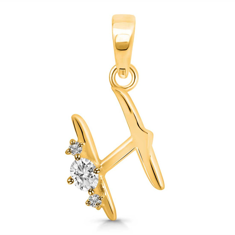 Cubic Zirconia Alphabet H Pendant CUZ-RDA-8.
