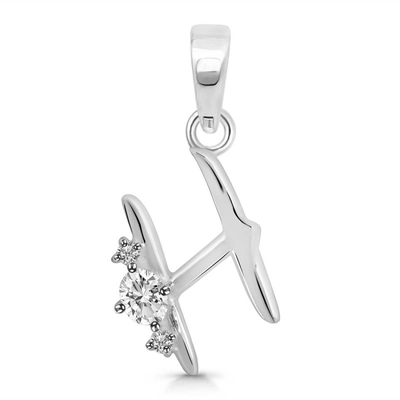 Cubic Zirconia Alphabet H Pendant CUZ-RDA-8.